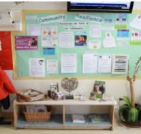 Wall covered in images in a primary school